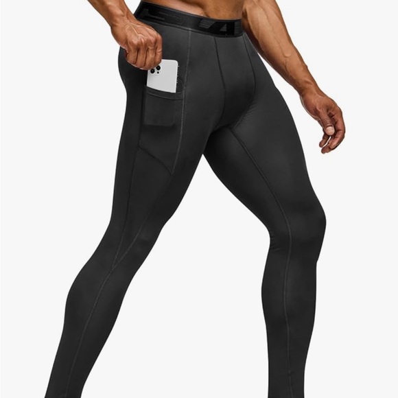 TSLA Men's Compression Pants, Cool Dry Workout Running Leggings with Pockets - Picture 2 of 11